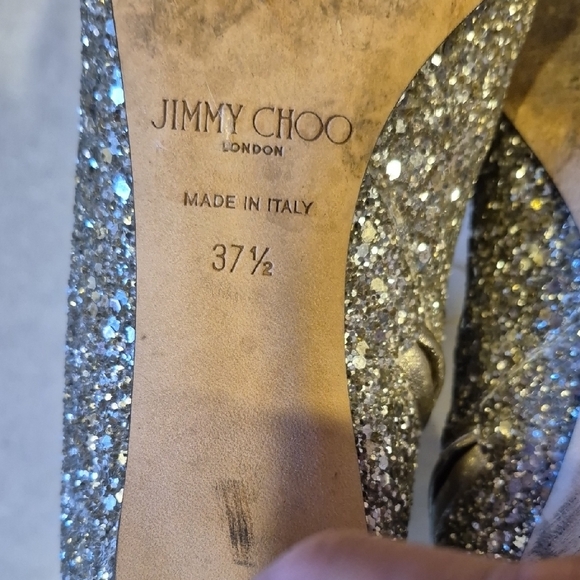 Jimmy Choo Glittering Silver Crystal Hanover 65 Ankle Booties Sz 37.5 - Picture 8 of 10